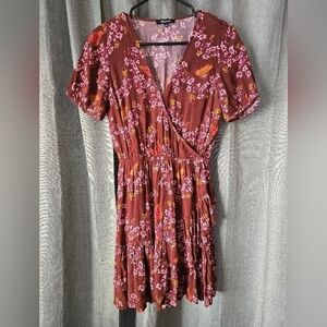 Madewell Ruffle Wrap Dress Womens 0 Windowbox Floral Butterfly Print Waisted